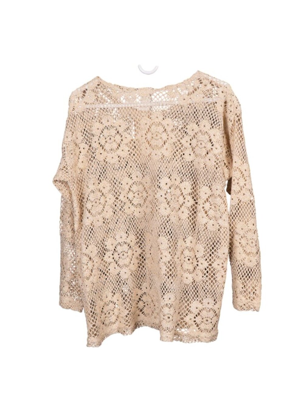 Objects DArt Crochet Knit Sweater L Womens New Gold Metallic Retro Hippie Boho - Picture 5 of 6